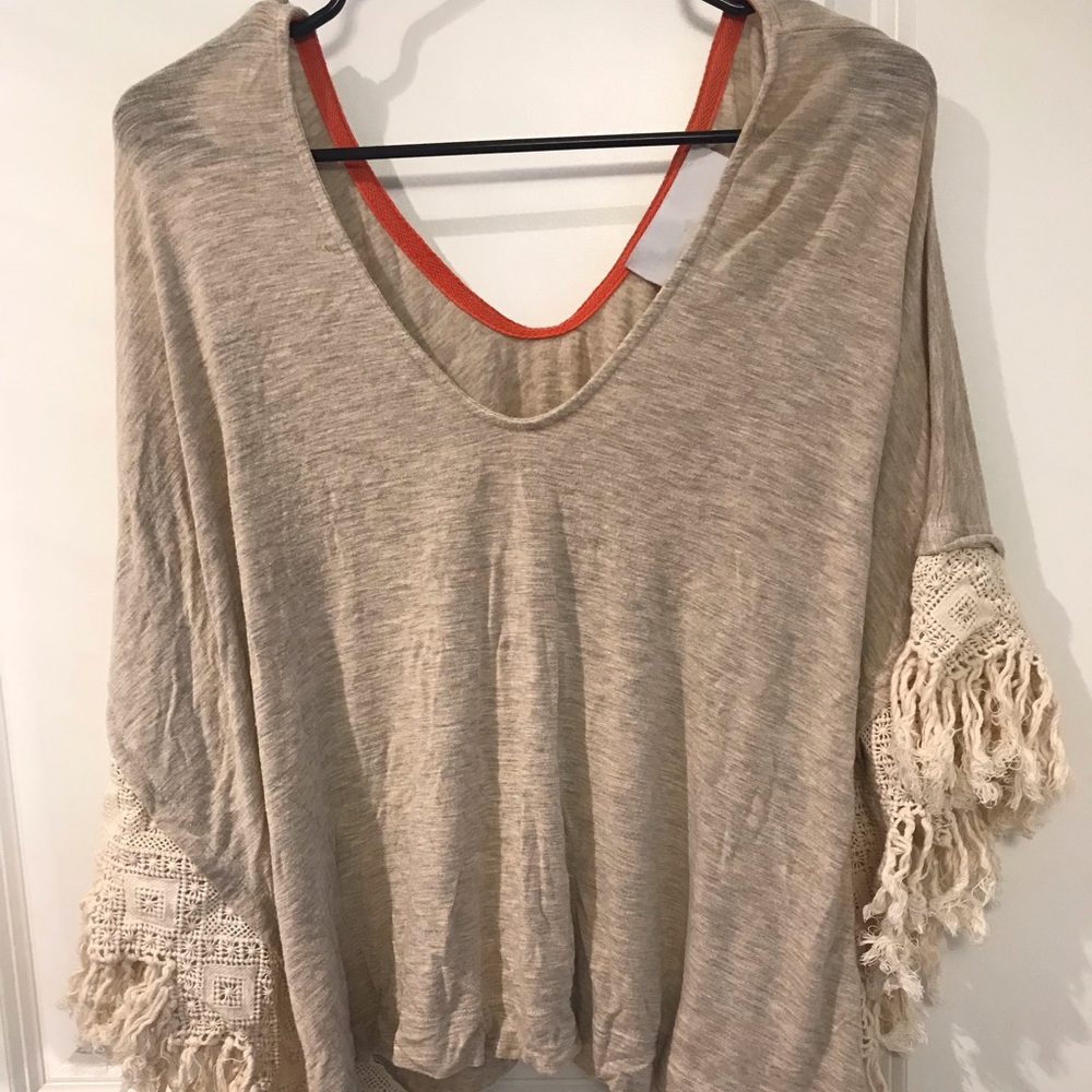 Dolan bohemian drape shirt with crochet sides